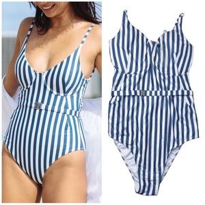 KENNY FLOWERS NWT The Hamptons Striped One Piece Swim Suit size XL